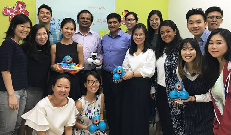 Mr Vikas Gupta, Founder & CEO Wonder Workshop, and his team at a Terra Minds training workshop in 2018